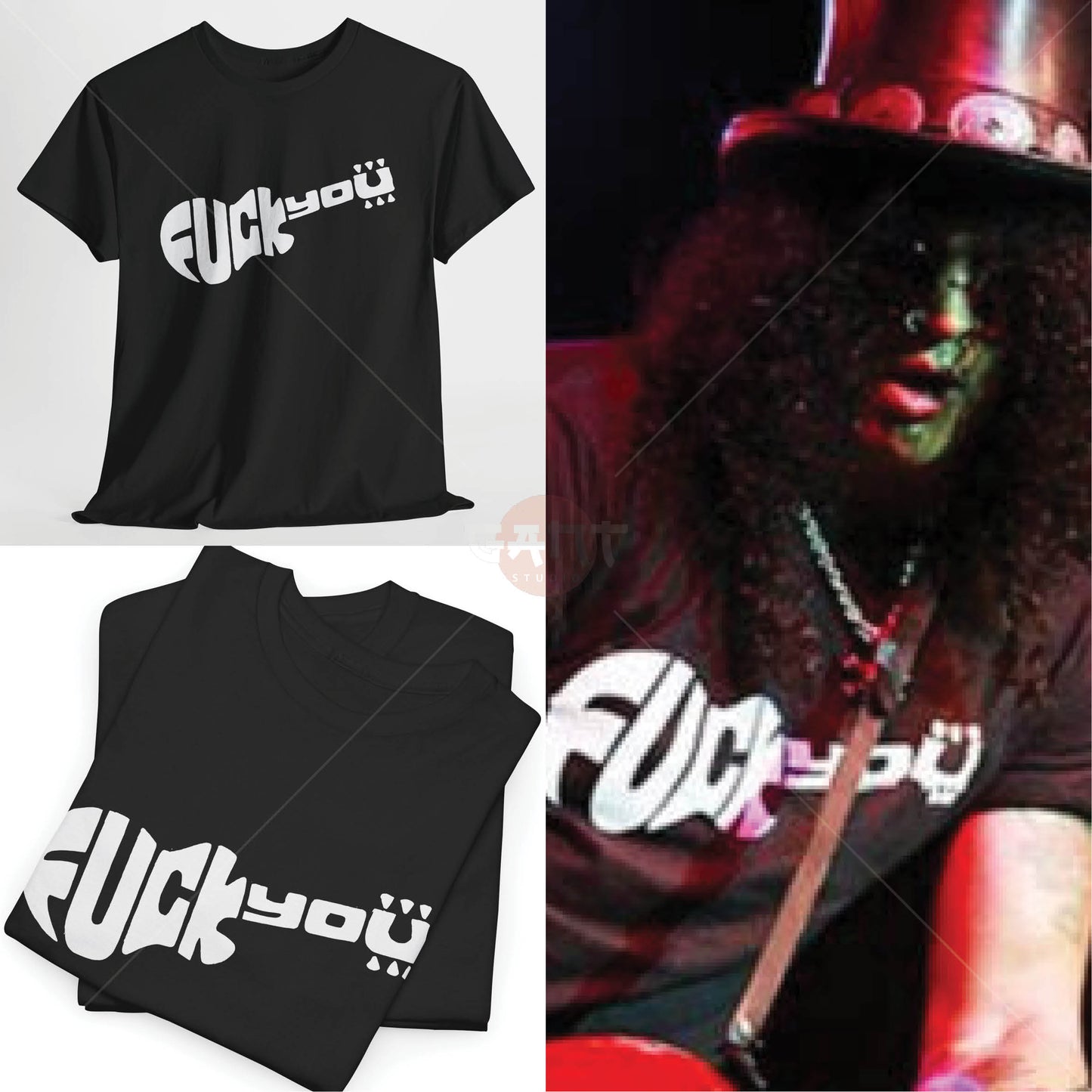 Sl4sh T-Shirt, F*ck You Tee Merch (Worn by Sl4sh) Gun5 N' R0ses Band