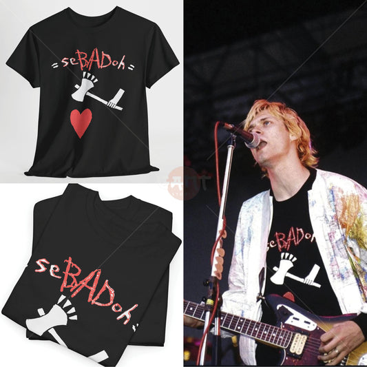 Kurt C0bain T-Shirt, S3badoh Tee Merch (Worn by Kurt C0bain) N1rvana Band