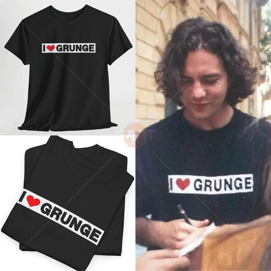 Edd1e V3dder T-Shirt, I Love Grunge Tee Merch (Worn by Edd1e V3dder) P3arl J4m Band