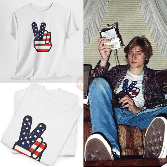 Kurt C0bain T-Shirt, Hand Peace Tee Merch (Worn by Kurt C0bain) N1rvana Band