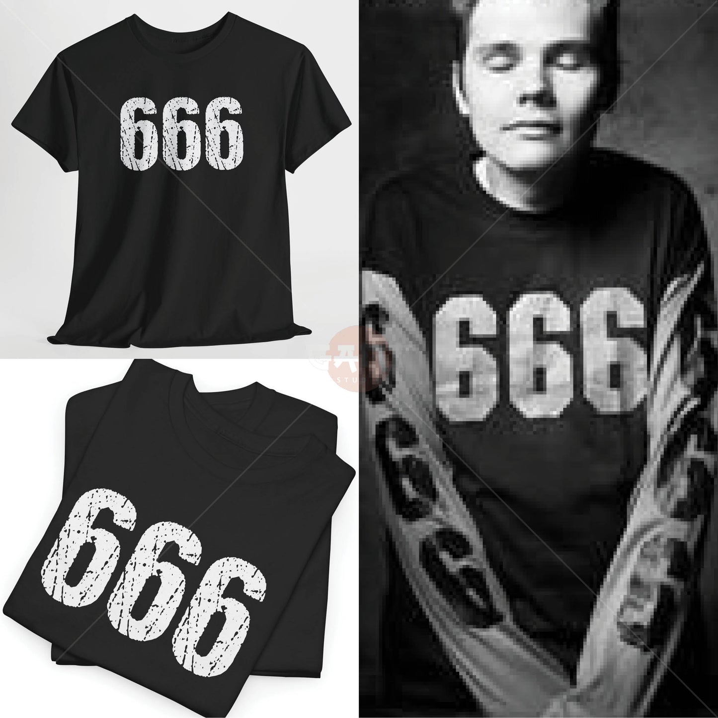 B1lly C0rgan T-Shirt, 666 Tee Merch (Worn by B1lly C0rgan) The Sm4shing Pumpk1ns Band