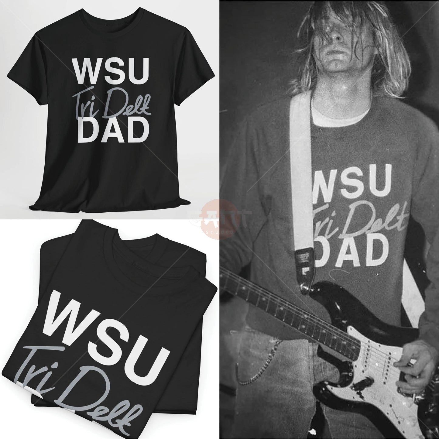 Kurt C0bain T-Shirt, WSU Tri Delt Dad Tee Merch (Worn by Kurt C0bain) N1rvana Band