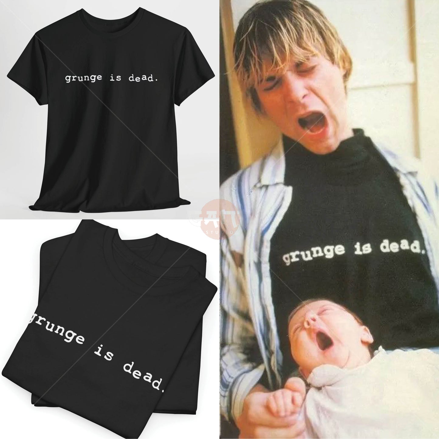 Kurt C0bain T-Shirt, Grunge is Dead Tee Merch, (Worn by Kurt C0bain) N1rvana Band